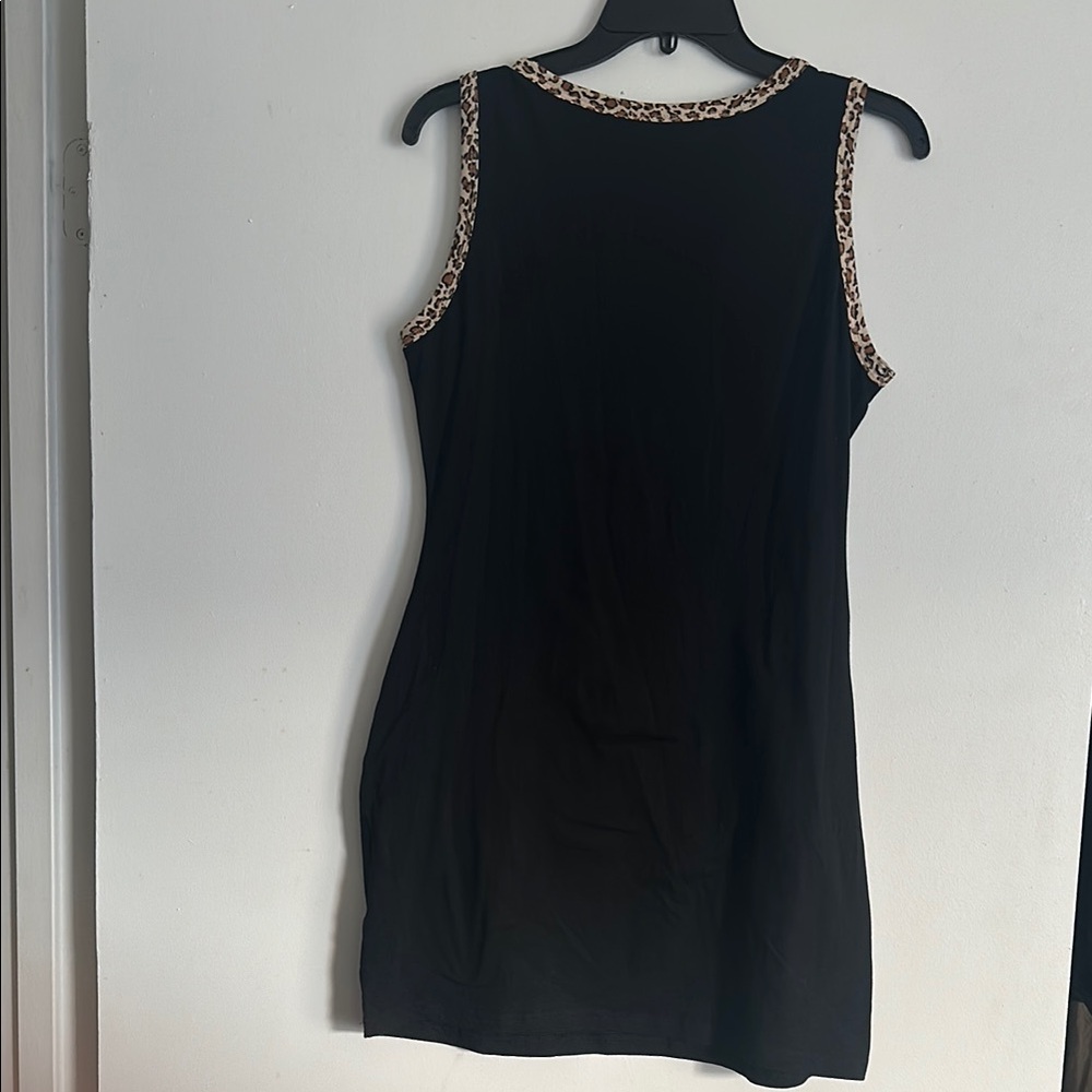 *unavailable* Princess Polly Black 'Flower Child' Dress with Leopard Trim EUC - Picture 4 of 5